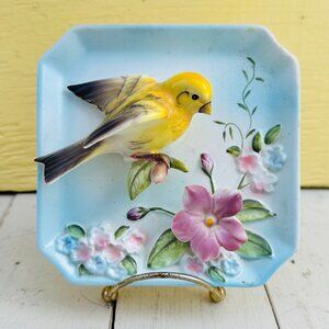 Vintage Napco Bird Wall Plaque, Cottagecore Wall Decor, Ceramic Bird Decor